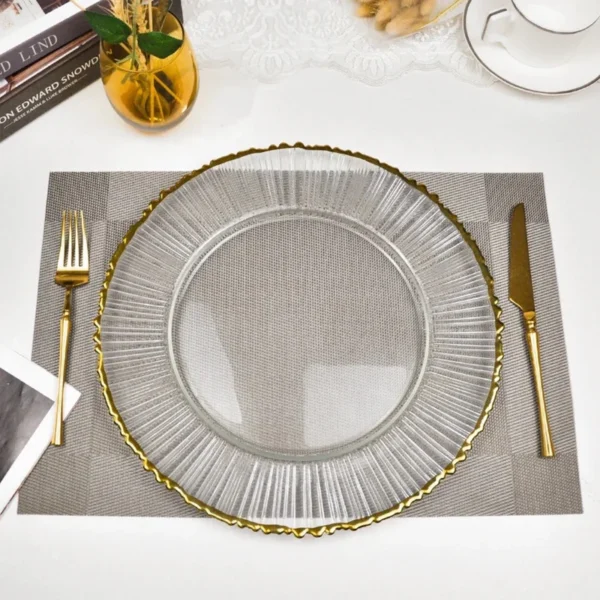 Elegant Charger Plate – Clear Glass with Gold Rim - Image 5